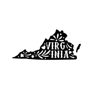 Virginia State Map With Doodle Decorative Ornaments Sticker