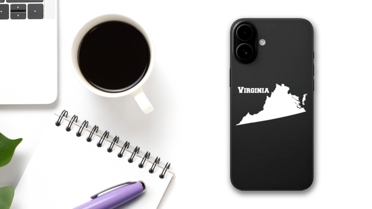 Virginia State Sticker on a Phone (New) example