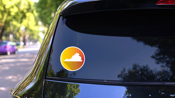 Virginia Symbol Map Gradient Color Banner Sticker on a Rear Car Window (New) example