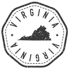 Virginia, Usa Map Stamp Retro Postmark Sticker