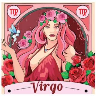 Virgo Beautiful Art Rose Illustration Sticker
