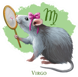 Virgo Creative Illustration Of Astrological Sign Rat Sticker