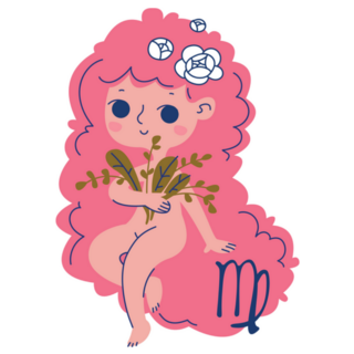 Virgo Zodiac Sign Cute Pink Hair Girl Sticker
