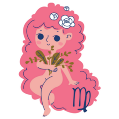 Virgo Zodiac Sign Cute Pink Hair Girl Sticker