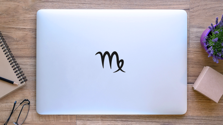 Virgo Zodiac Sign Horoscope Symbol Sticker on a Laptop (New) example