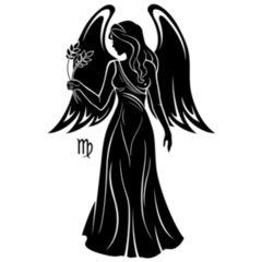 Virgo Zodiac Silhouette Of Girl With Wings Sticker