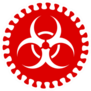 Virus Hazard Symbol In Red Sticker
