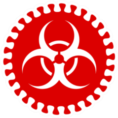Virus Hazard Symbol In Red Sticker