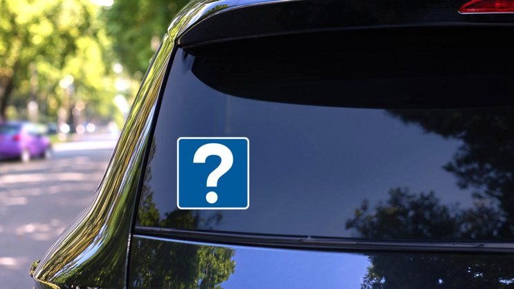 Visitor Questions Sticker on a Rear Car Window (New) example