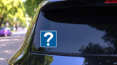 Visitor Questions Sticker on a Rear Car Window (New) example