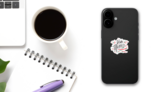 Viva Mexican Lettering Banner Sticker on a Phone (New) example