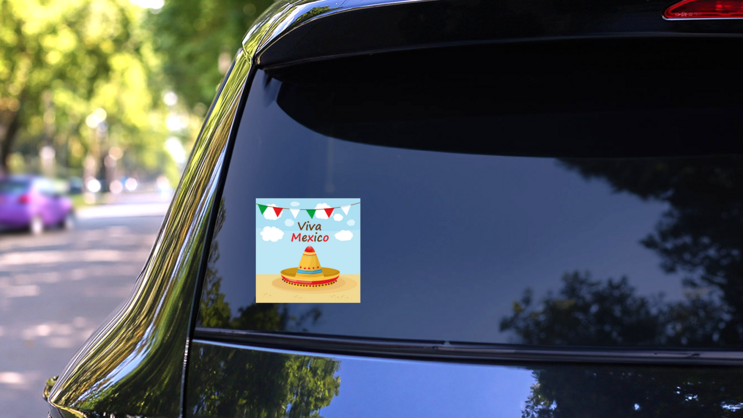 Viva Mexico Beach Celebration Sticker on a Rear Car Window (New) example