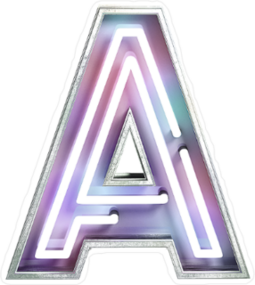 Vivid Neon Font With Fluorescent Tubes Letter A Sticker