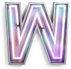 Vivid Neon Font With Fluorescent Tubes Letter W Sticker