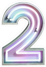 Vivid Neon Font With Fluorescent Tubes Number 2 Sticker