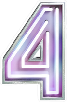 Vivid Neon Font With Fluorescent Tubes Number 4 Sticker