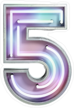 Vivid Neon Font With Fluorescent Tubes Number 5 Sticker