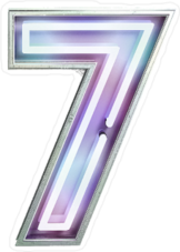 Vivid Neon Font With Fluorescent Tubes Number 7 Sticker