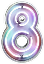 Vivid Neon Font With Fluorescent Tubes Number 8 Sticker