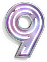 Vivid Neon Font With Fluorescent Tubes Number 9 Sticker