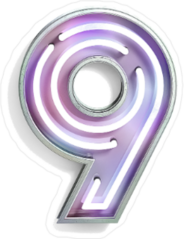 Vivid Neon Font With Fluorescent Tubes Number 9 Sticker