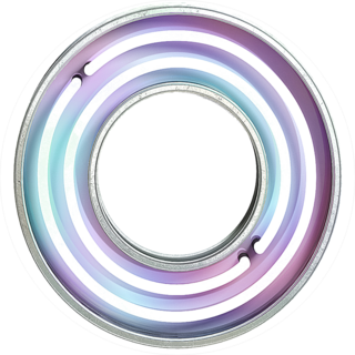 Vivid Neon Font With Fluorescent Tubes Number Zero Sticker