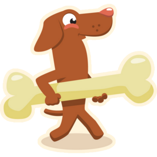 Vizsla Holding Bone Sticker