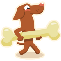 Vizsla Holding Bone Sticker
