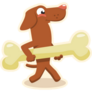 Vizsla Holding Bone Sticker
