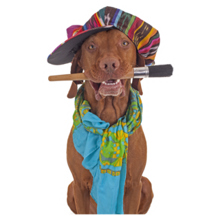Vizsla With Paintbrush Sticker