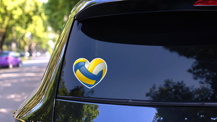 Volleyball Heart Ball Sticker on a Rear Car Window (New) example