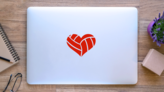 Volleyball Heart Sticker on a Laptop (New) example