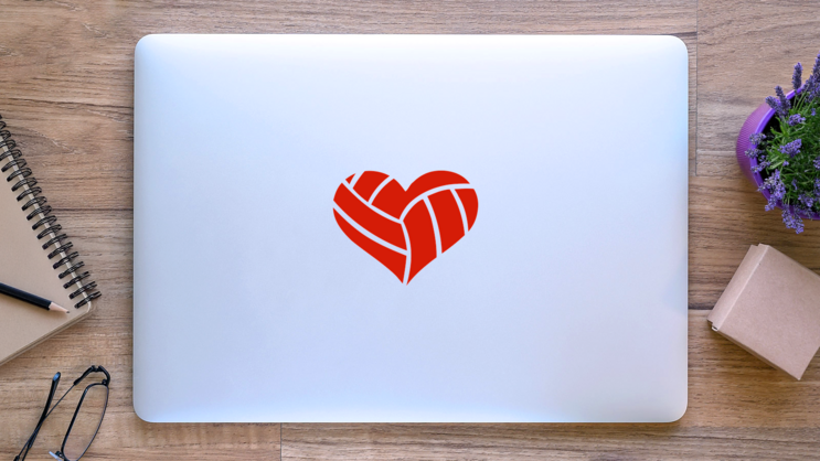 Volleyball Heart Sticker on a Laptop (New) example