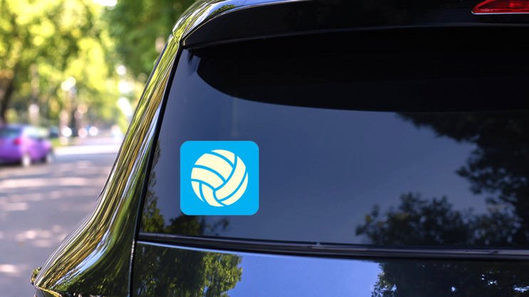 Volleyball Icon On Blue Background Sticker on a Rear Car Window (New) example