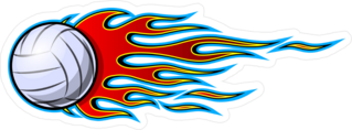 Volleyball With Red and Blue Hotrod Flames Sticker
