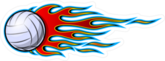 Volleyball With Red and Blue Hotrod Flames Sticker