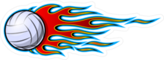 Volleyball With Red and Blue Hotrod Flames Sticker