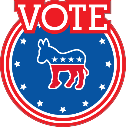 Vote Democrat With Donkey Circle Stickers