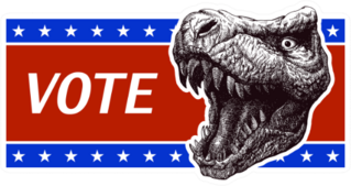 Vote Poster With T-rex Head Sticker