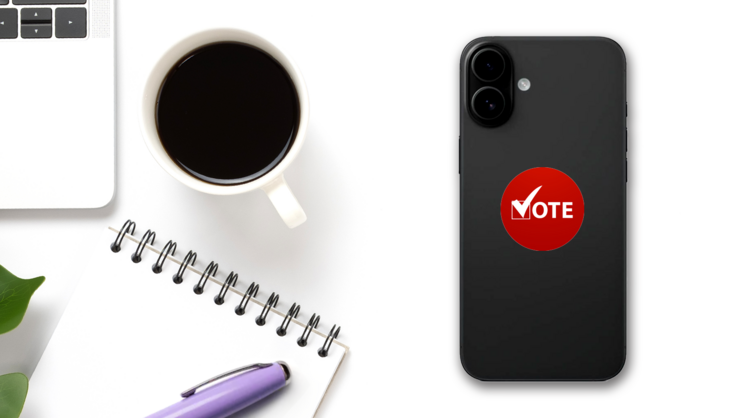 Voting Symbol Sticker on a Phone (New) example