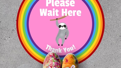 Wait Here Sloth Rainbow Circle Floor Sticker