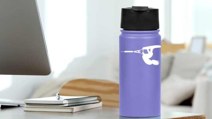 Wake Boarder Sticker on a Water Bottle (New) example