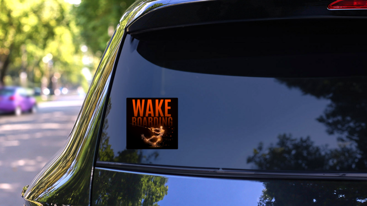 Wakeboard Glowing Sticker on a Rear Car Window (New) example