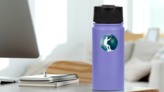 Wakeboard Illustration With Man Blur Background Sticker on a Water Bottle (New) example