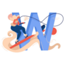 Wakeboard Letter W Sticker