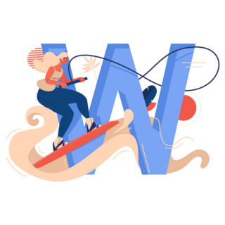 Wakeboard Letter W Sticker