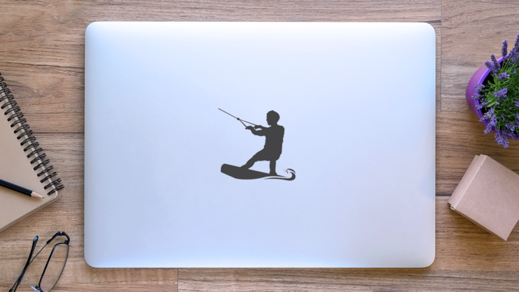 Wakeboarder On The Water Sticker on a Laptop (New) example