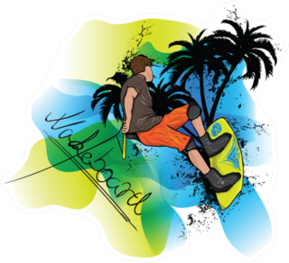 Wakeboarder With Palmtrees Sticker