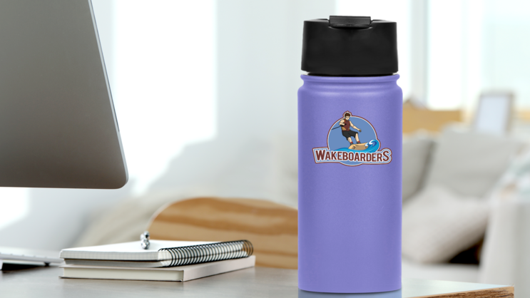 Wakeboarders Sticker on a Water Bottle (New) example