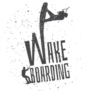 Wakeboarding Illustration Black & White Sticker